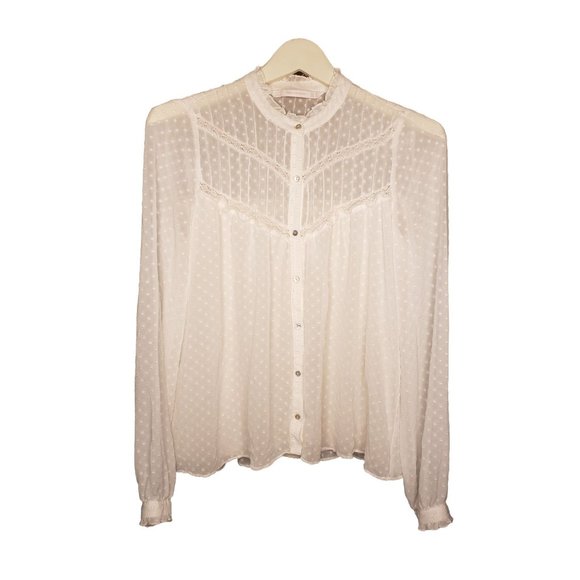 Zara Trafaluc Collection Tops - Zara Cream Swiss Dot vintage Bohemian top